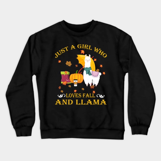 Just A Girl Who Loves Fall & Llama Funny Thanksgiving Gift Crewneck Sweatshirt by LiFilimon